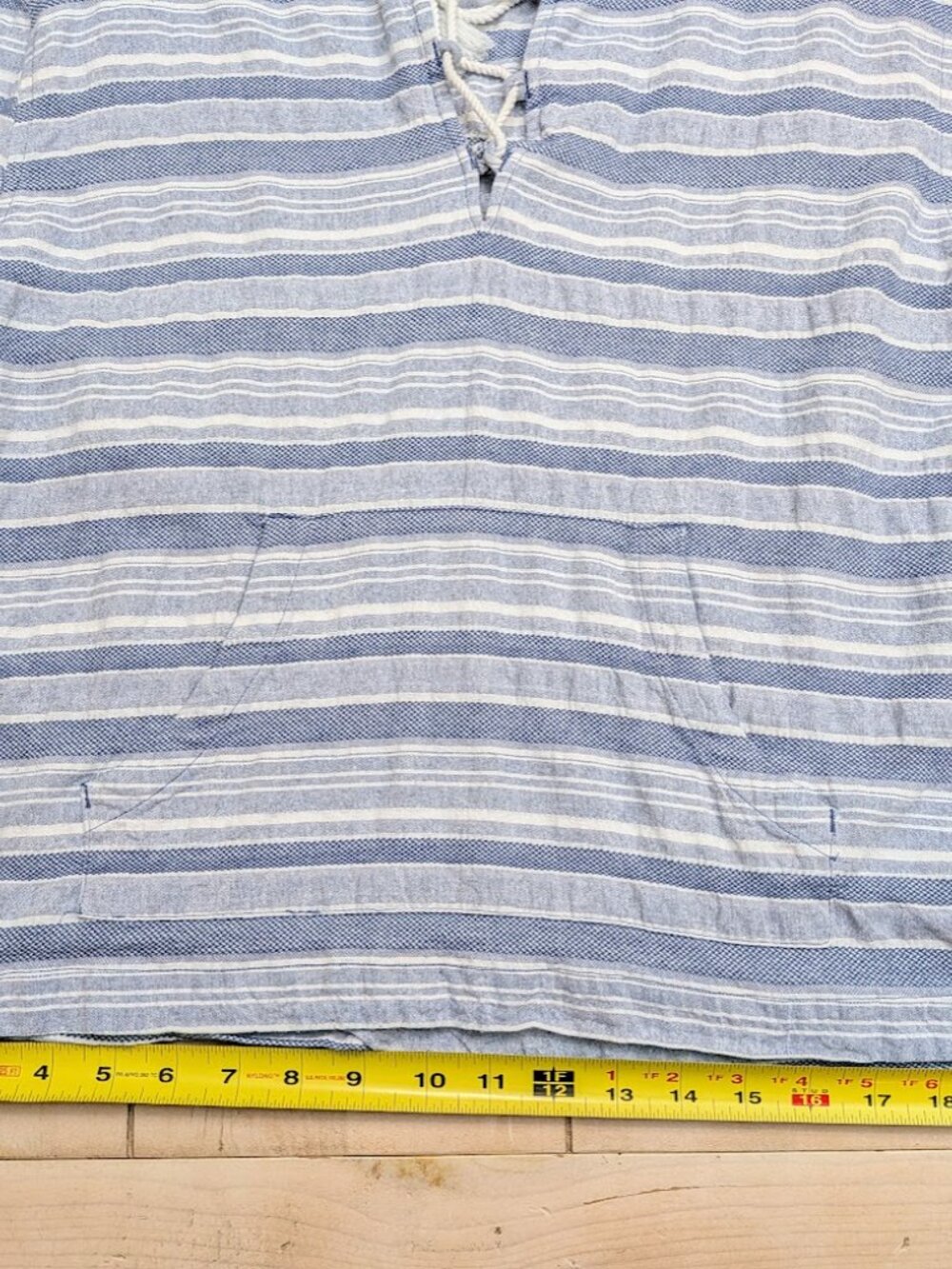 Roxy Blue White Striped Hooded Baja Pullover Hoodie Women's Medium 100% Cotton - Picture 4 of 12